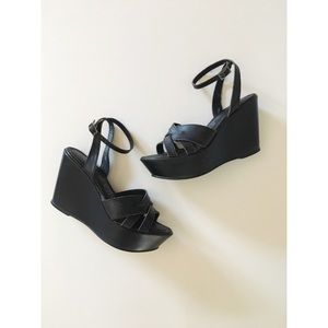 Leather Italian summer wedges